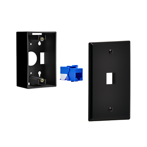 Placa de pared 1 puerto color negro