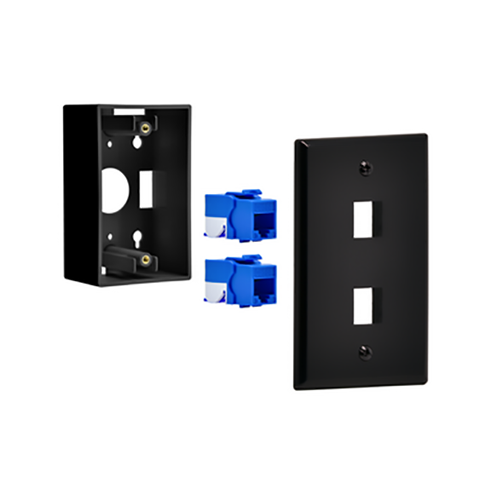 Placa de pared 2 puertos color negro