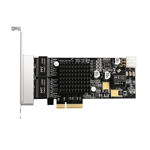 Tarjeta PCIe RJ45 4 puertos giga PoE X4