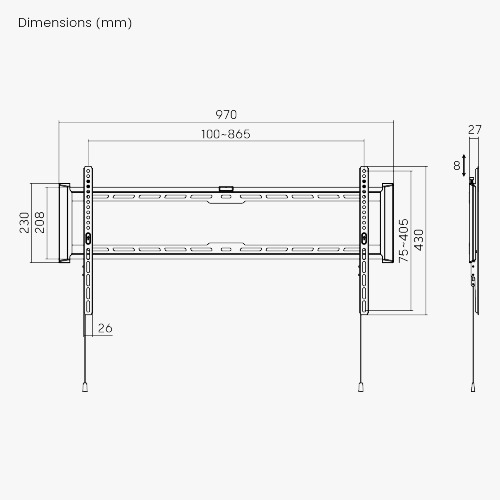 Soporte De Pared Fijo Para TV De "43" A "90" 75 Kg - Imagen 2